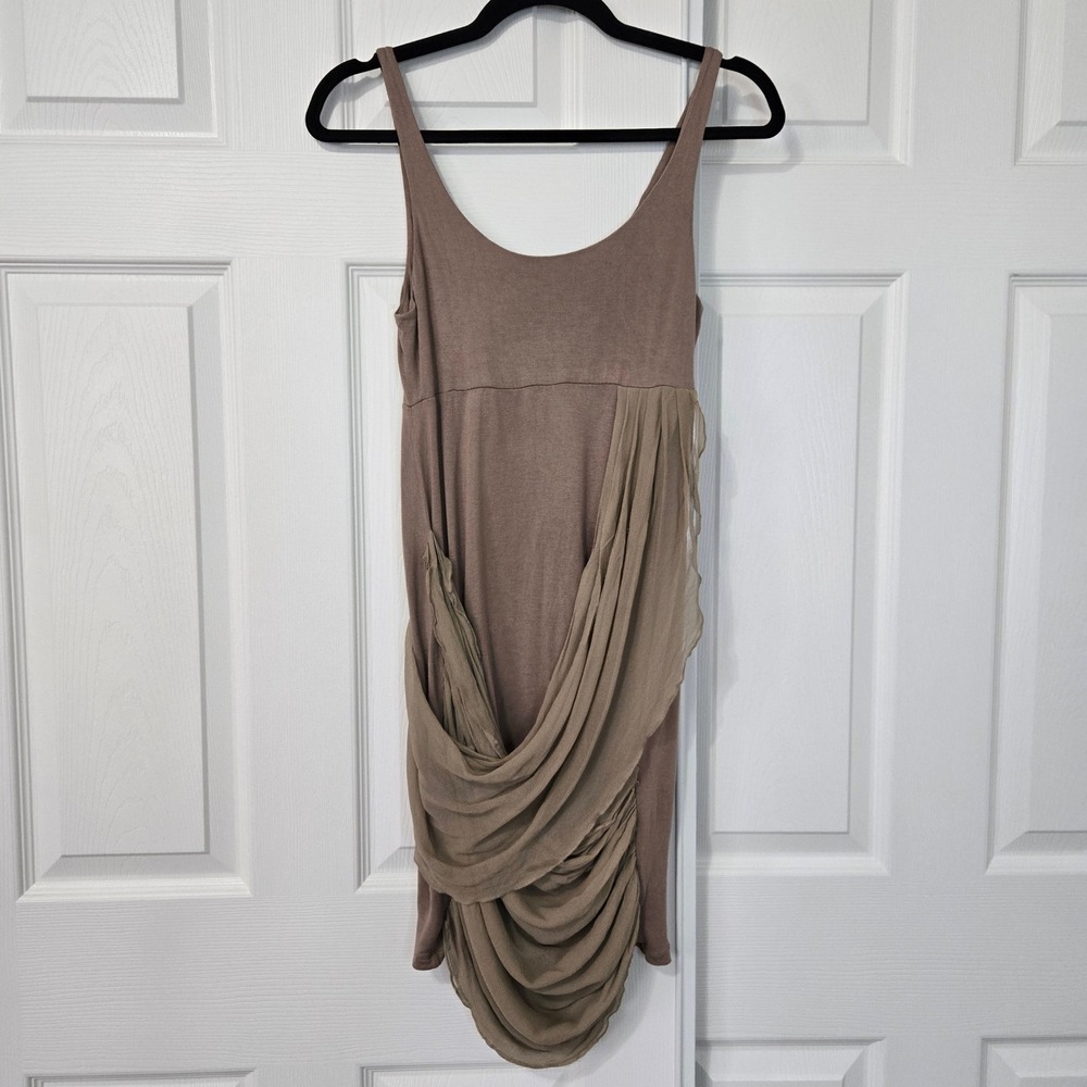 Alice + Olivia Base Taupe Draped Silk Mini Dress Cage Back Brown